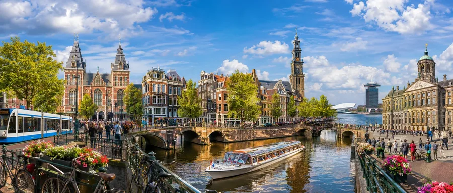 Amsterdam canals and group bikes